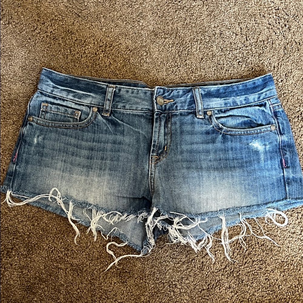 PINK Victoria's Secret Distressed Blue Jean Shorts